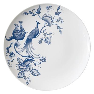 China JC Viable Blue Flower Printed Snack Plate Bone China Bread Dish For Cake Serving for sale