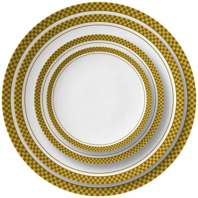 China Sustainable Wholesale Luxury Bone China Dinner Plate Sets Western Ceramic Dinnerware Sets for sale