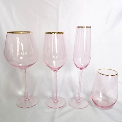 China Crystal Phnom Penh Pink Wedding Party Wine Glass Banquet CLASSIC Transparent Wine Glass for sale