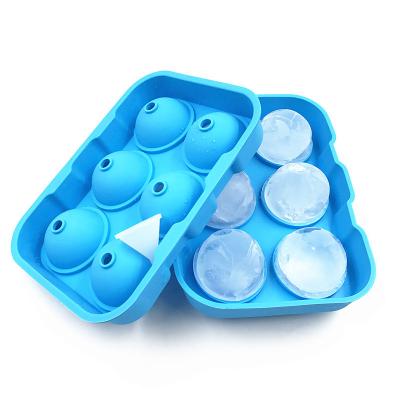 China New Stocked Type Round Silicone Mold Ice Hockey Mold 6 Hole Silicone Ice Hockey Mold Homemade Ice Cubes for sale