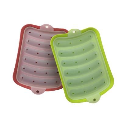 China Disposable silicone hot dog mold with 6 mold slots, strong heat resistance, no smell for sale