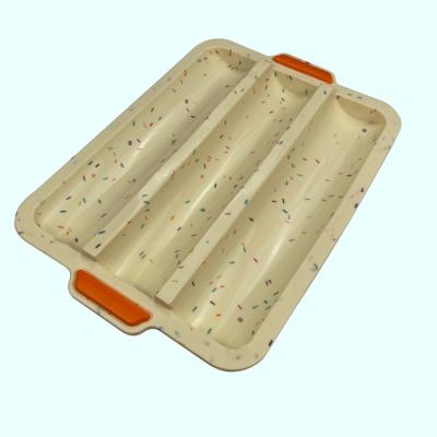 China New Viable Silicone Mold 3 Groove Single Imperforate Non-Stick Coating Chopstick Baking Baking Mold for sale