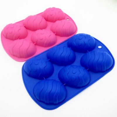 China 6 Cavity Easter Egg Shape Silicone Viable Oval Cake Mold 3D Cake Mold Chocolate Cookie Baking Mold for sale