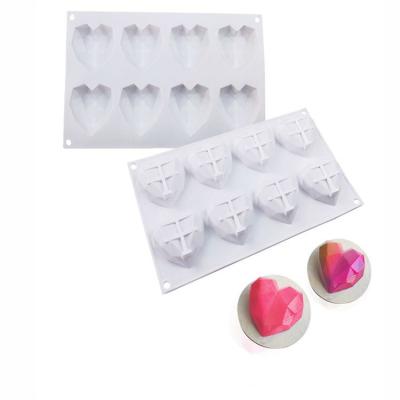 China Viable Heart Shape 8 Cavities Sweettreats Cake Chocolate Cookies Silicone Mold Fondant Cake Mold for sale