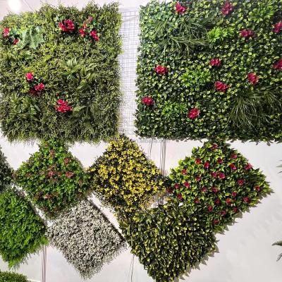 China Indoor Plant Customized Artificial Flower Wall Green Plant Height Boxwood Hedge Wall Artificial Flower Panel Customized Artificial Wall for sale