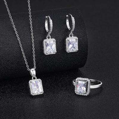 China Other Manufacturer supplier necklace pendant set wholesale rectangular 925 sterling silver ring set jewelry set women's earrings set for sale