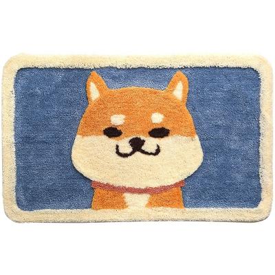 China Washable Cartoon Akita Dog Crowding Carpet Home Bathroom Door Non-Slip Bathroom Mat Absorbent Foot Pad for sale