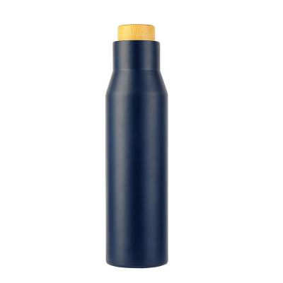 China Sustainable 500ml Vacuum Water Bottle Flask With Bamboo Lid Unique Bullet Case Design Sports Drinking Water Bottles For Camping Hiking for sale