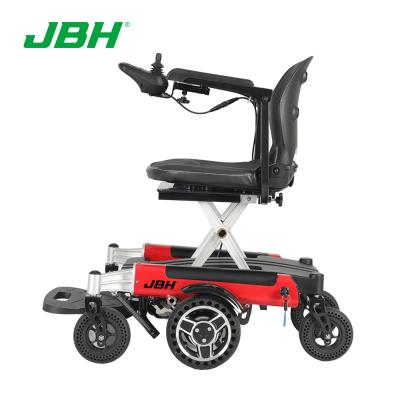 China Aluminum Alloy CE Approved Seat Height Adjustable Foldable JBH 6 Wheels Perfect Balance Motorized Wheelchair For Adult Go Shopping And Park for sale