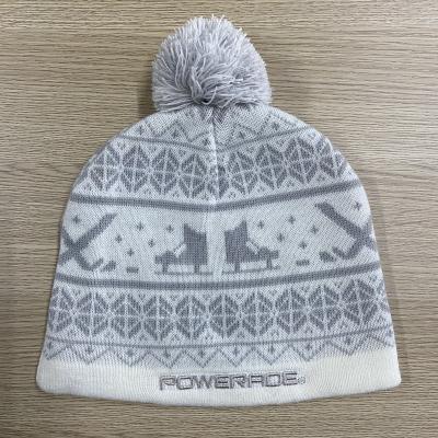 China COMMON ODM Pom Pom Ball Beanie Hat OEM Toque New Style Knitted Hat Beanie Red Woven Label Custom Winter for sale