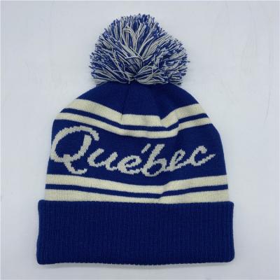 China Beanie Winter Adult Headwear Wholesale Knitted Hat COMMON Logo Bobble Hat With Pom Custom Made Pom Ball Multicolor for sale