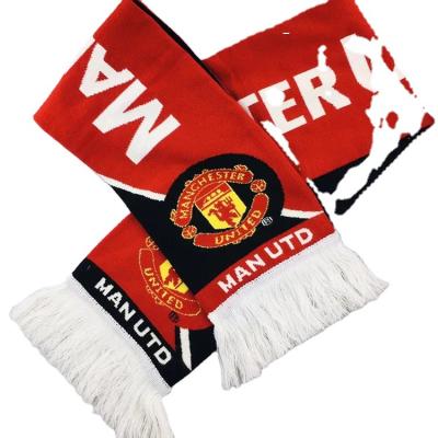 China Long Double Layer Custom Knitted Jacquard 100% Acrylic Soccer Club Fan Scarf Soccer Party Scarf For Fans for sale