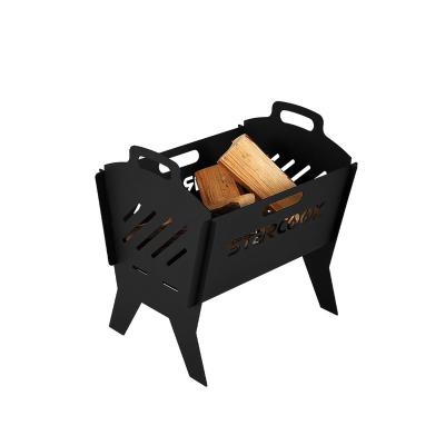 China Fire Pit Basket Fold Outdoor Charcoal Cast Iron Portable Camping Barbecue Grills for sale