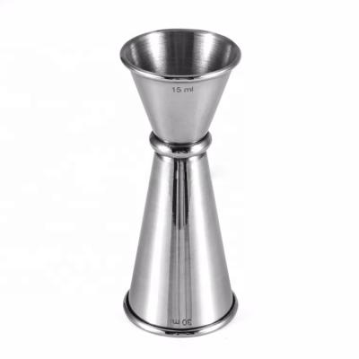 China Stainless Steel 15/30ML Viable Classic Design Japanese Style Cocktail Double Side Measuring Wine Jigger for sale