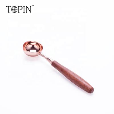 China Small Sustainable 1/8oz Coffee Cocktail Spoon Stainless Steel Mixing Spoons With Wooden Handle for sale