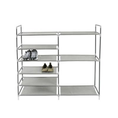 China (Size)Adjustable Double Row Shoe Rack Nonwoven Fabric Assembly Shoe Cabinet Sheds Organizer Storage Cabinet for sale