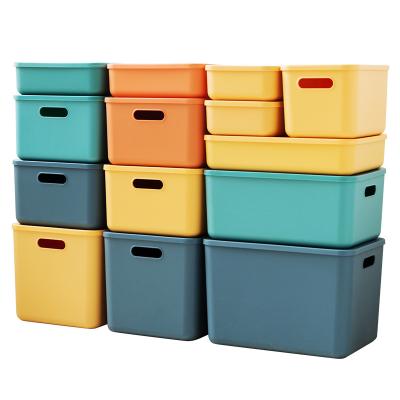 China Sustainable Colorful PP Plastic Storage Bins Organizing Container With Durable Plastic Lid Box for sale