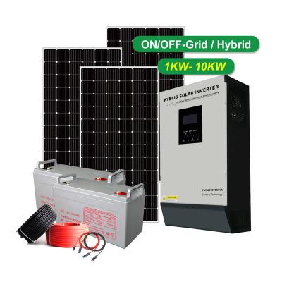 China Home Solar Hybrid System Kit 1Kw 3KW 5Kw 8KW 10Kw Off Grid/On Grid Solar Energy System Custom Storage Home Commercial for sale