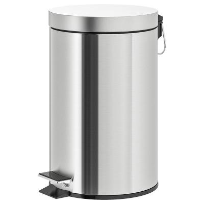 China Pressing Type Factory Stainless Steel Pedal Bucket Household Trash Bin Thickened Circular Storage Trash Bin for sale