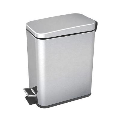 China Wholesale Household 5L Trash Can Toilet Pedal Type Pressing Grooved Storage Bin Cover Slow Down Narrow Foot Stainless Steel for sale