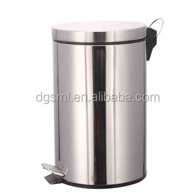 China Hot-selling Sustainable Stainless Steel Round 5L/12L/16L Clear Color Top Open Trash Can for sale