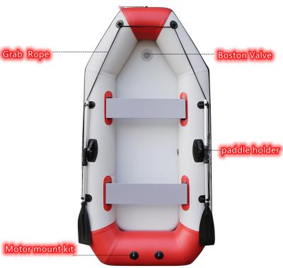 China PVC & Red-grey Rubber Inflatable Sports Boat Fishing-Dinghy Set Boat For 1-3 Person Rowing Wadding 260*120cm for sale