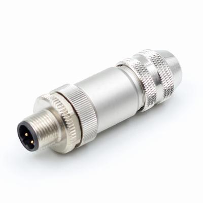 China M12 Automotive Metal Shell 3 Pin Connector Male M12 A B D X Code Sensor Connector for sale