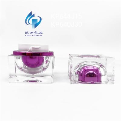 China Luxury Acrylic Skin Care Cream Jar 30g KP640J30 Face Cream Container Cosmetic Square Packaging Factory for sale