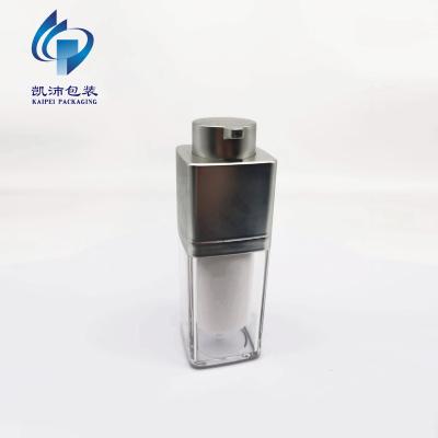 China New Arrival 15ml Silver Cosmetic Vacuum Bottle Of Child Safe Cosmetic Eye Cream Airless KP130A15 for sale