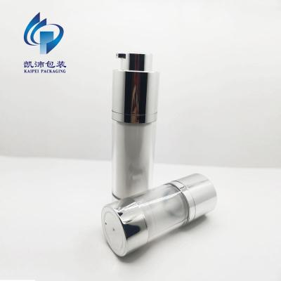 China Newest shinny cosmetic container high quality silver bottle series luxury twist full up airless bottles (KP115A30) for sale