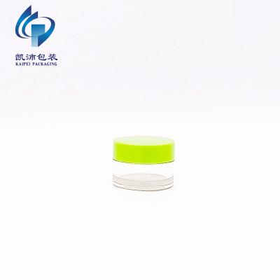 China Cosmetic Customized Cheapest Cosmetic Packaging PETG 15ml Empty Transparent Plastic Jar 0.5oz With Green Lid For Eye Cream (KP521J15) for sale