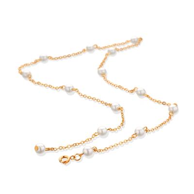 China Factory price fashionable gold plated Beaded Necklace Women Pearl Necklace for sale