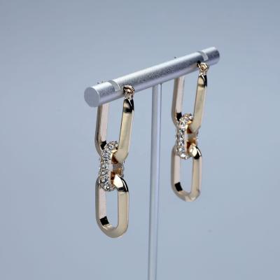 China Hot sale unique design rondelle linked two big gold double hoop earring for sale