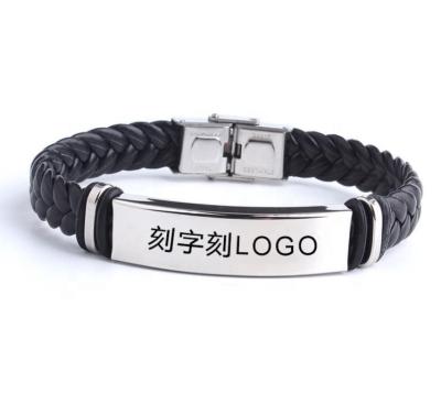 China wholesale leather bracelet genuine braided for men custom bangle bracelet for sale