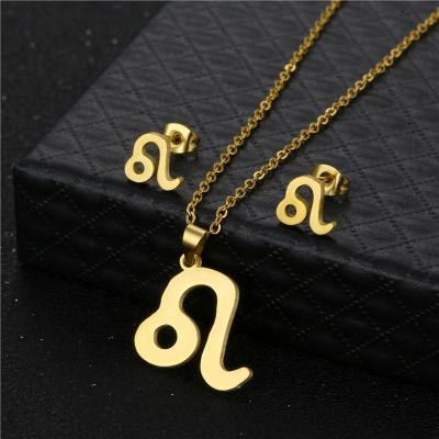 China Wholesales gold earrings and necklace sets stainless steel jewelry zodiac necklace jewelry for sale