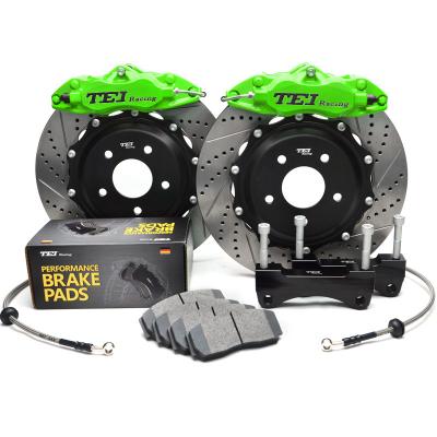 China 6082 Caliber Allo Aluminum Aero Front Brake TEI Big Brake Kit 4-Piston With 355x28mm Rotor Green Caliber For Focus MK3 2010-2019 Wheel 18inch for sale