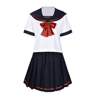 China Custom Sailor Navy Costumes High School Girls Pleated Skirt JK Version Antibacterial Japanese Korean Student Women's Suit School Uniform for sale