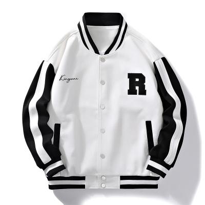 China High quality breathable men's jacket hot sale plus size fashion men's baseball jacket embroidered white street wear for men for sale