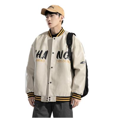 China Wholesale Breathable Letter Printing College Sports Baseball Jackets Autumn Outwear LeatherJacket Black Casual Suit For Men for sale