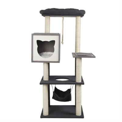 China Sustainable Cat Tree Medium Cat Play Deluxe Tower with Simple Hammock Design for sale