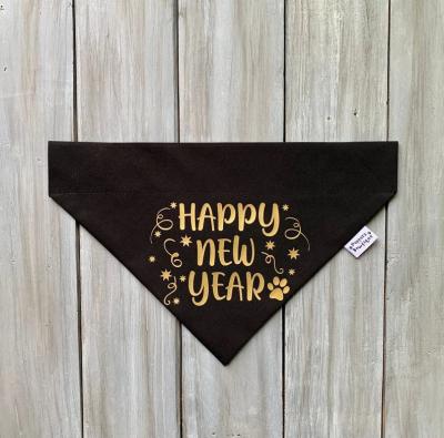 China Stocked Happy New Year Dog Bandanas Over Collar Dog Bandana Custom Confetti Dog Scarf for sale