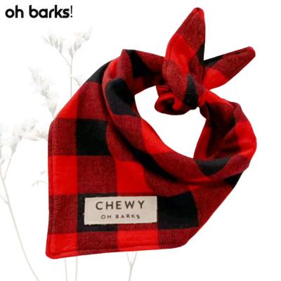 China Stocked TIT TOK Dog Bandana Factory Custom Tag Dog Ties Red Black Over Collar Christmas Bandana for sale