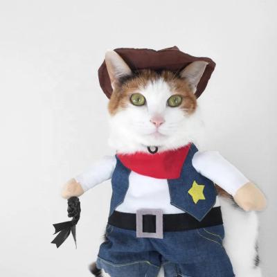 China Viable HOT TIT TOK Pet Cat Dog Cowboy Costume Fabrics With Hat Halloween Funny Cute Pet Clothes for sale