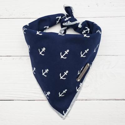 China Christmas Viable Customization Dog Bandana Nautical Navy and Premium Designer White Pet Bandanas with Trim White Dog Bandana for sale