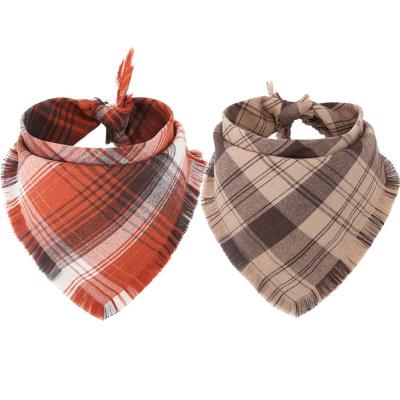 China Autumn Thanksgiving Plaid Reversible Triangle Dog Bandana Padded Bibs Scarf Accessories For Dogs Pets for sale