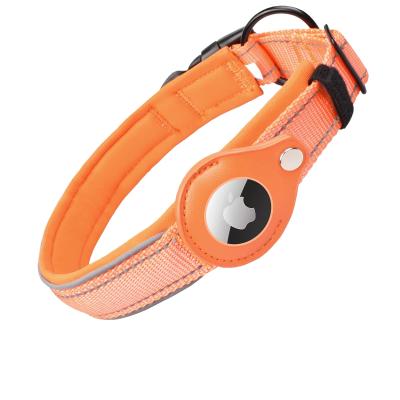 China Padded Air Tag Dog Collar Apple Reflective Air Tag Heavy Duty Dog Collar Padded Pet Collar for sale