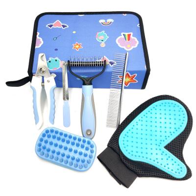 China Viable Nail Clipper Kit Pet Grooming Kit Pet Grooming Kit Blue Color Set for sale