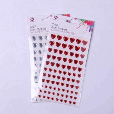 China Waterproof+Eco-friendly Heart Shape Decorative Self Adhesive Rhinestone Sticker Crystal Sticker for sale