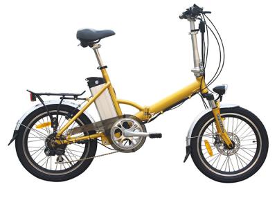 China A cor elétrica do amarelo da bicicleta da dobradura pequena, dobra acima a bicicleta elétrica com velocidade do PAS de 3 níveis à venda