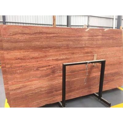 China Best Modern Marmara Flooring Cost Brown Red Vein Travertine Grain Marble Wood Tile For Home for sale